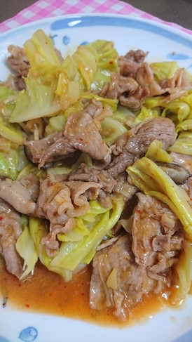 豚こま肉とキャベツ味噌炒め